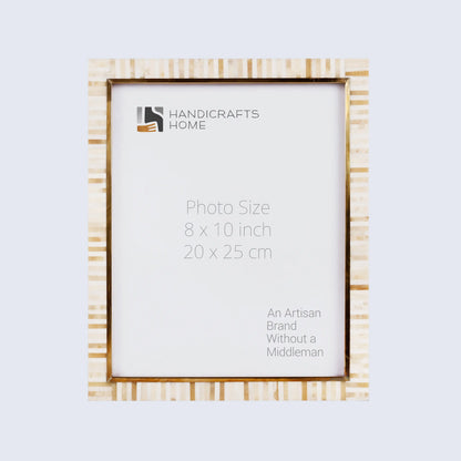 Handmade Bone Inlay and Brass Picture Frame
