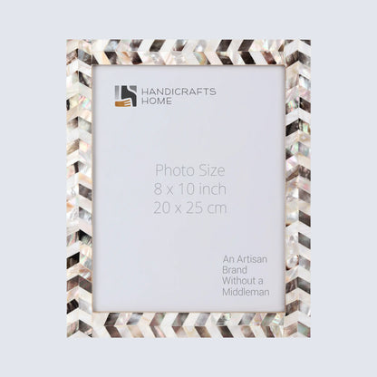 Handmade Mother of Pearl Inlay Picture Frame in Chevron Pattern