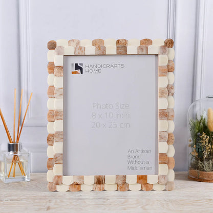 Scalloped Bone Inlay Handmade Picture Frame
