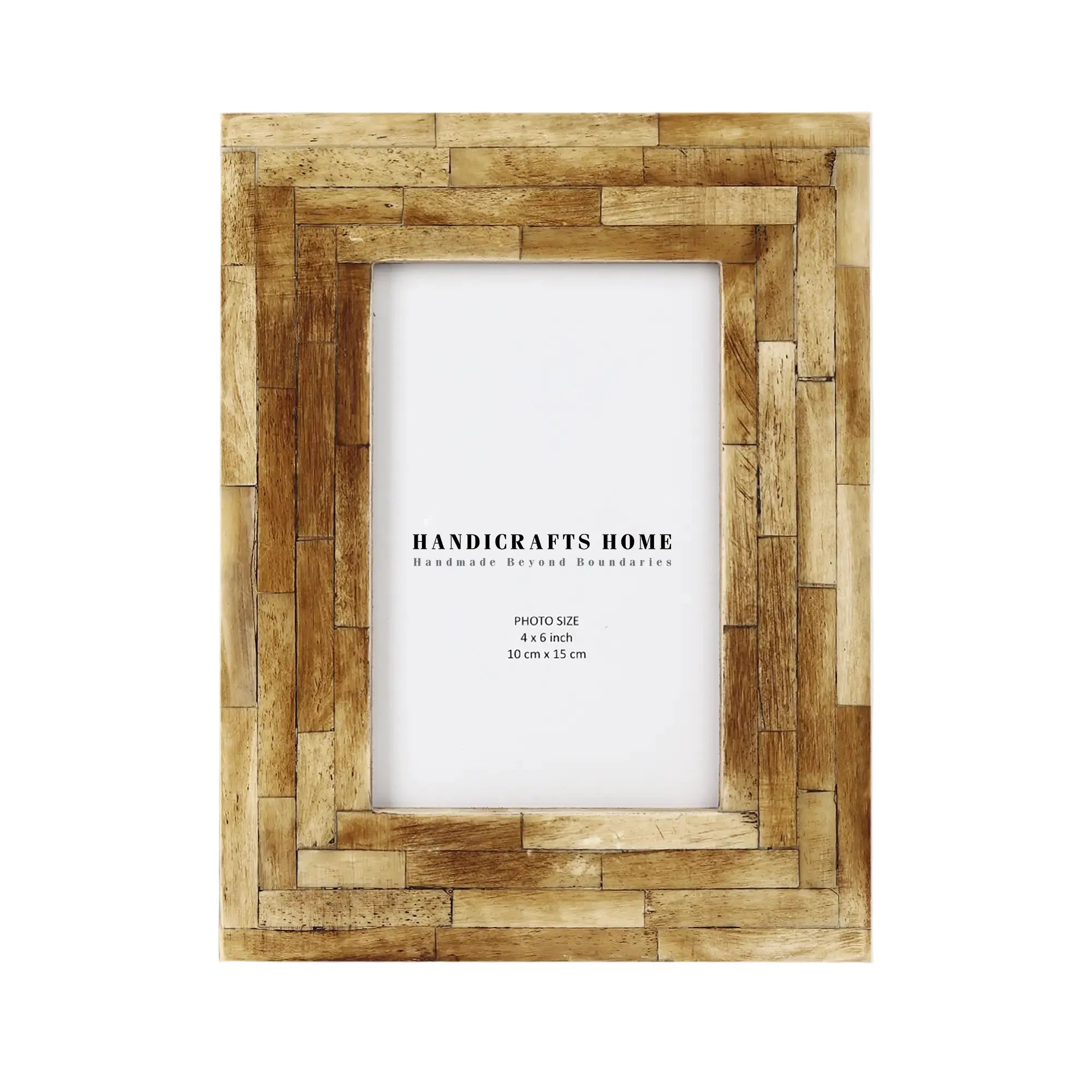 Handmade Antique Brown Bone Inlay Picture Frame