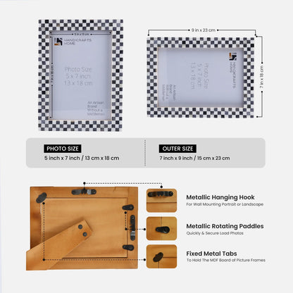 Checkered Pattern Bone Inlay Picture Frame