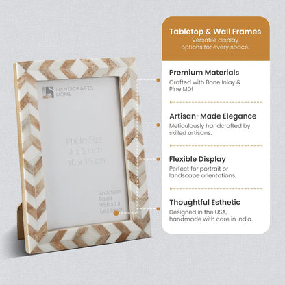 Picture Frame Taj Pattern Bone Inlay Brown/Ivory
