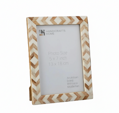 Picture Frame Taj Pattern Bone Inlay Brown/Ivory