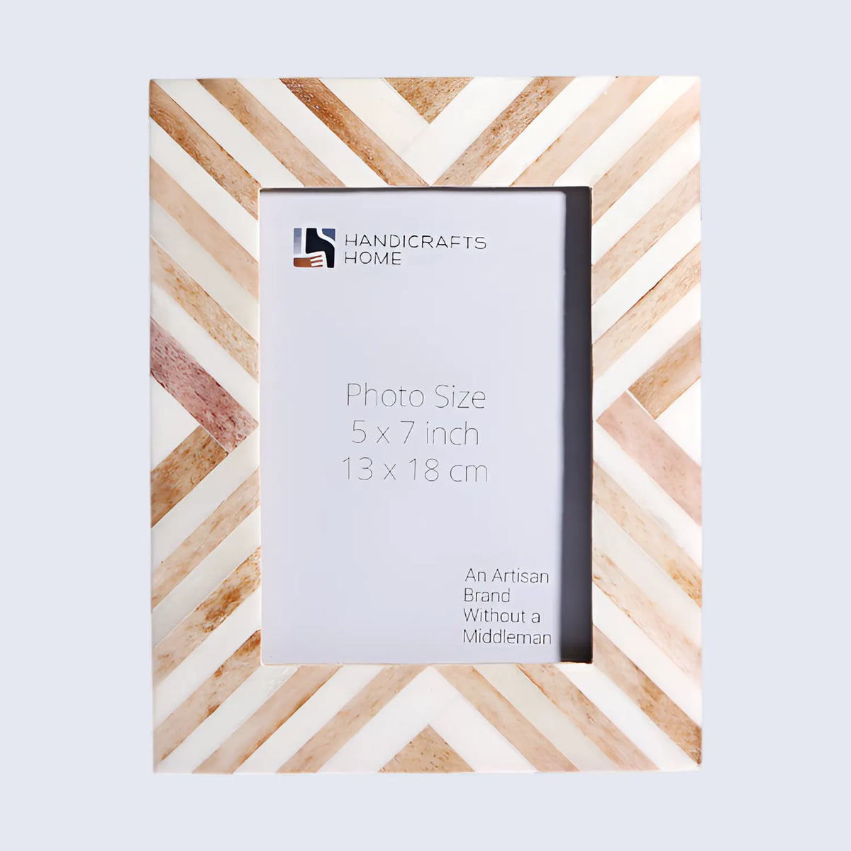 Handcrafted Chevron Bone Inlay Picture Frame - Sand