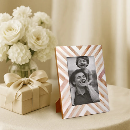 Handcrafted Chevron Bone Inlay Picture Frame - Sand