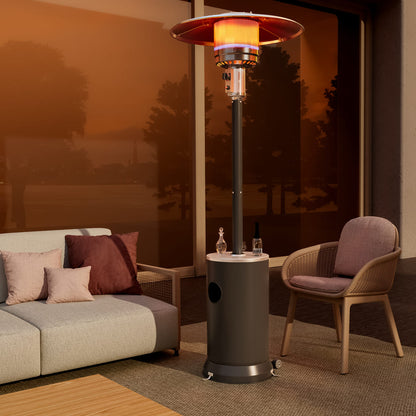 Propane Patio Heater with Table Design &amp; Wheels - 3 Colors