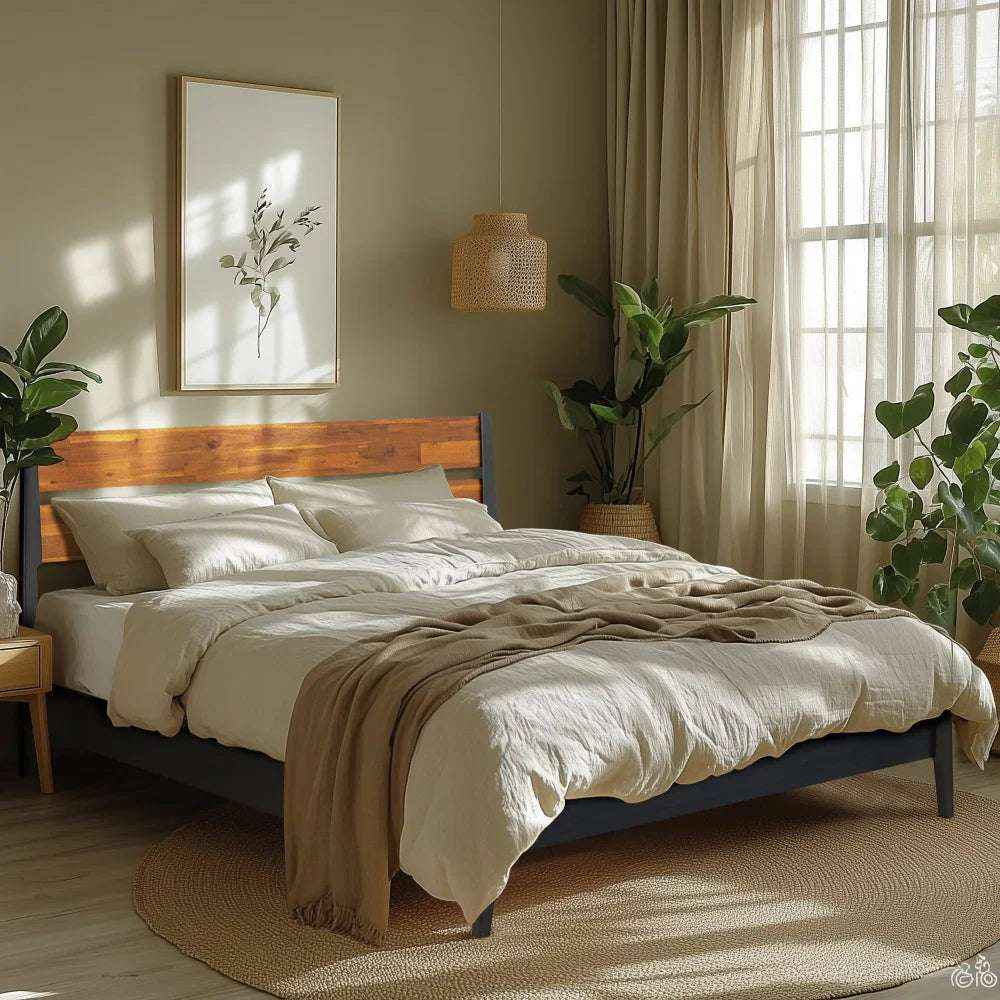 Acacia Callisto Solid Wood Bedframe in Black Ristretto or Walnut Finish