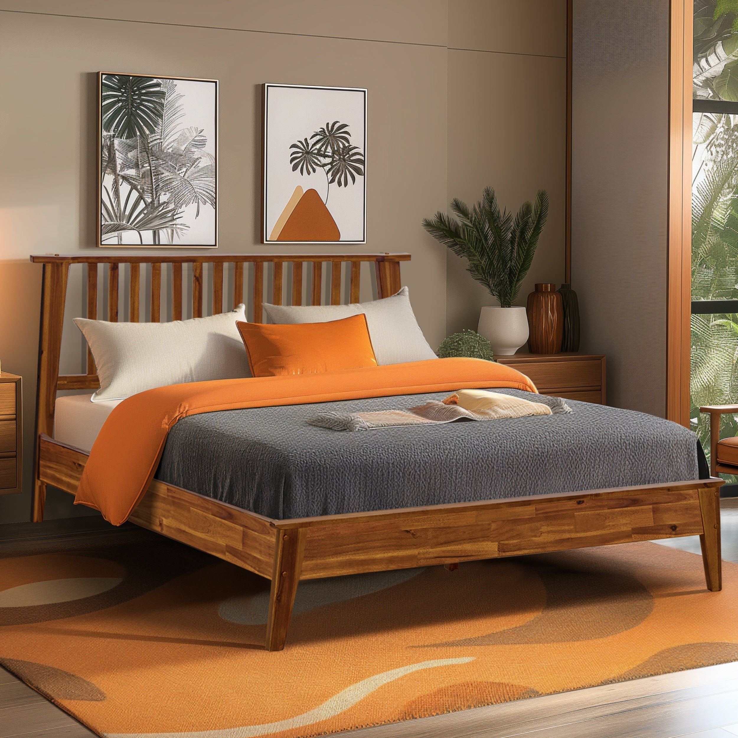 Kaylin Solid Acacia Wood Bed Frame