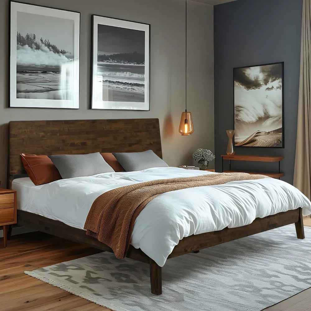 Serenity Deluxe Acacia Wood Platform Bed Frame - Multiple Finishes