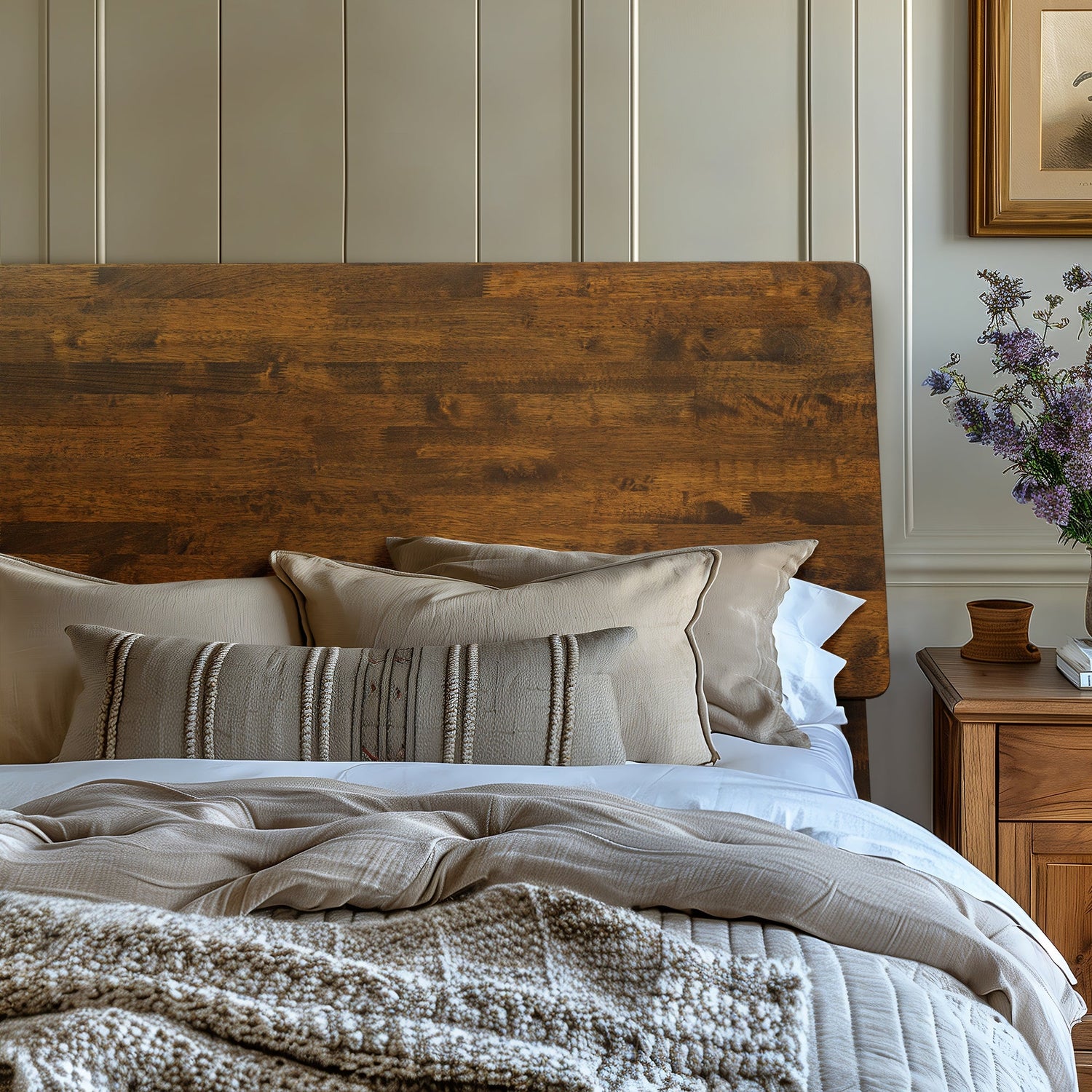 Serenity Deluxe Acacia Wood Platform Bed Frame - Multiple Finishes