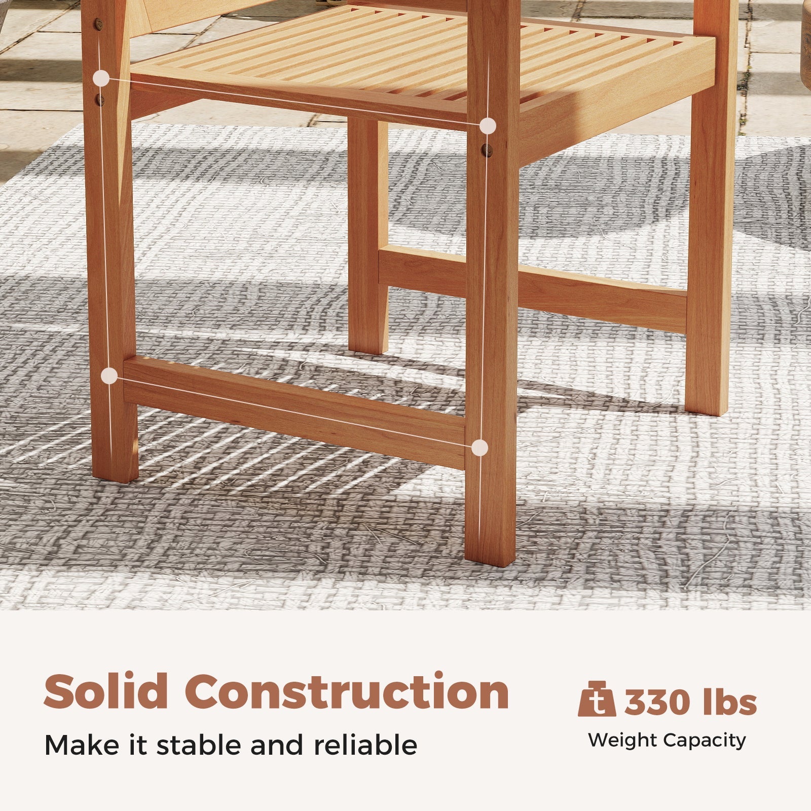 Set of 2 Wooden Patio Chairs