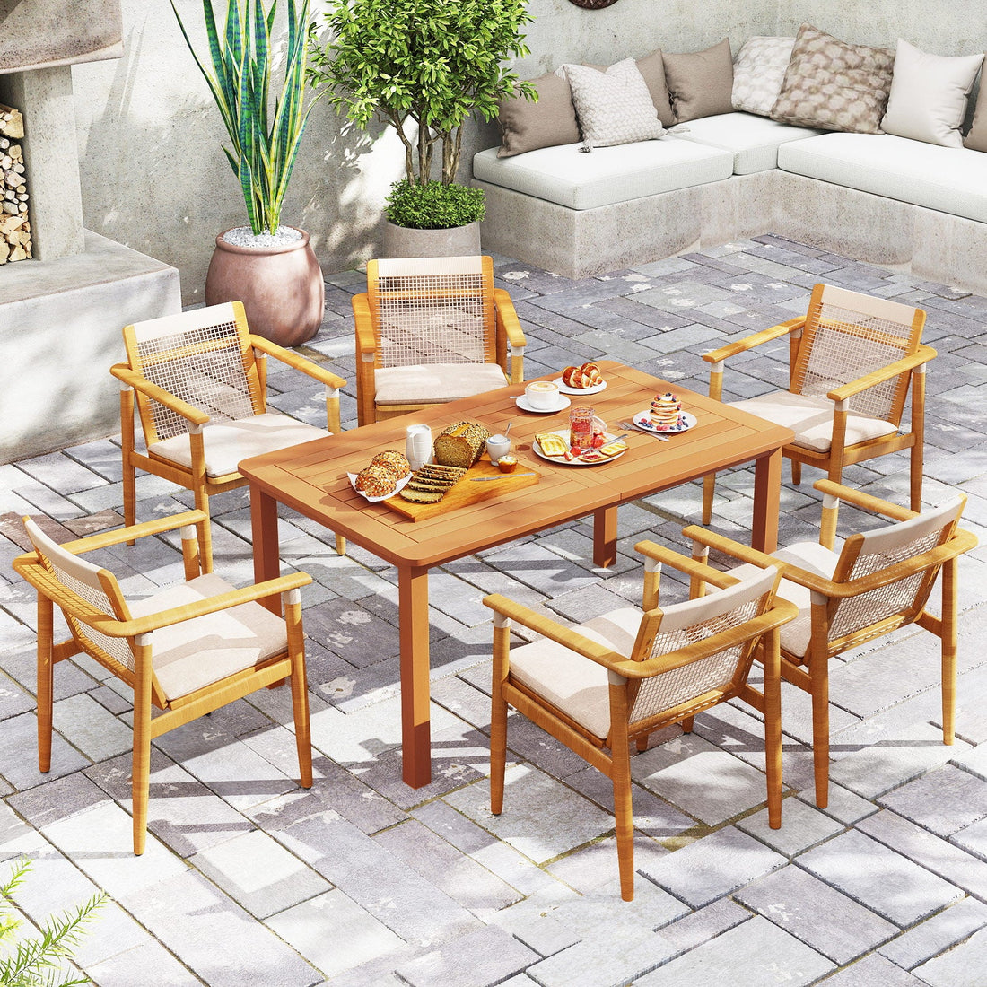 Outdoor Solid Wood Dining Table for 6