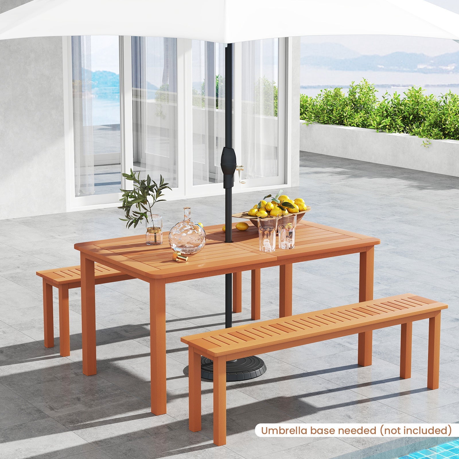 Outdoor Solid Wood Dining Table for 6