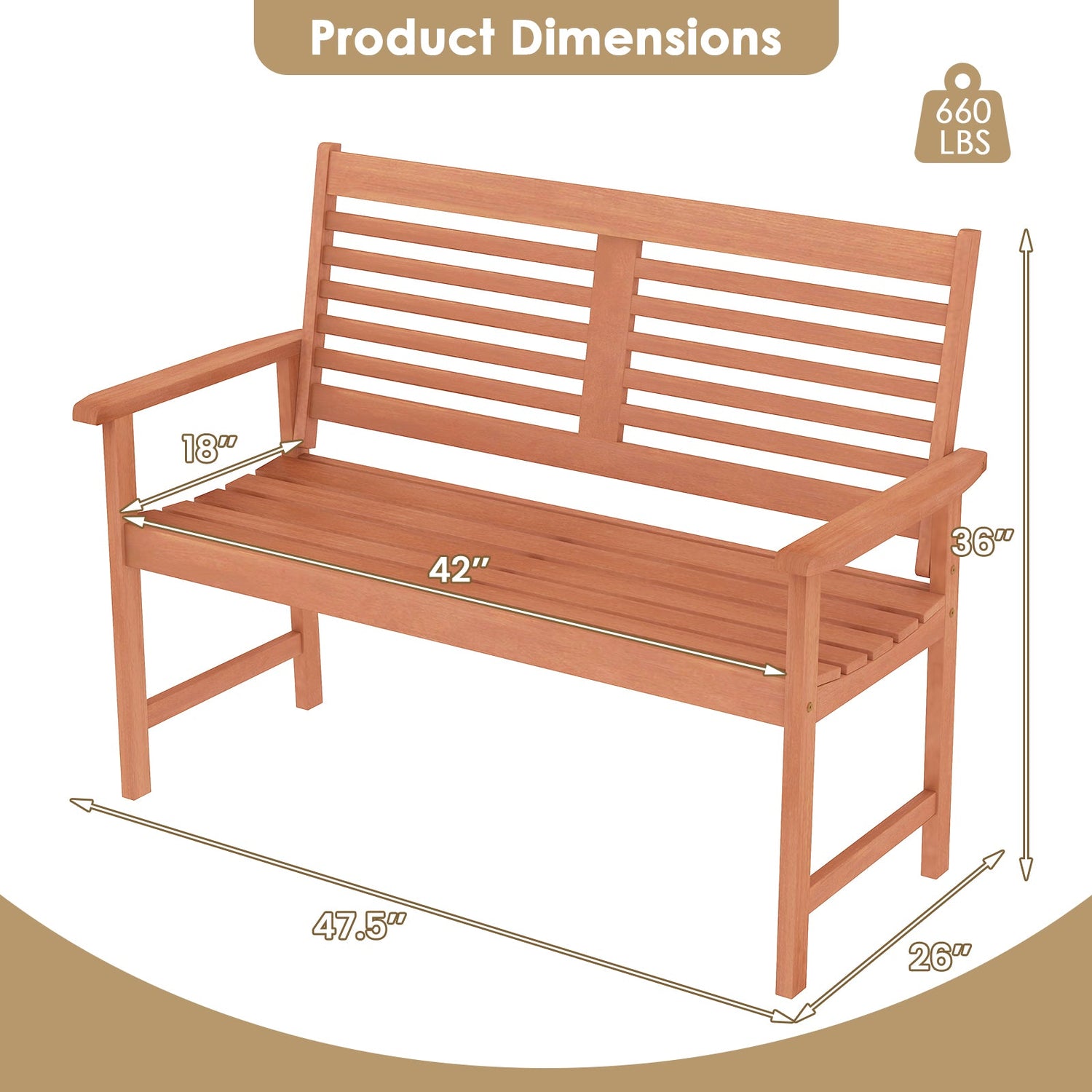 Solid Wood Outdoor Bench