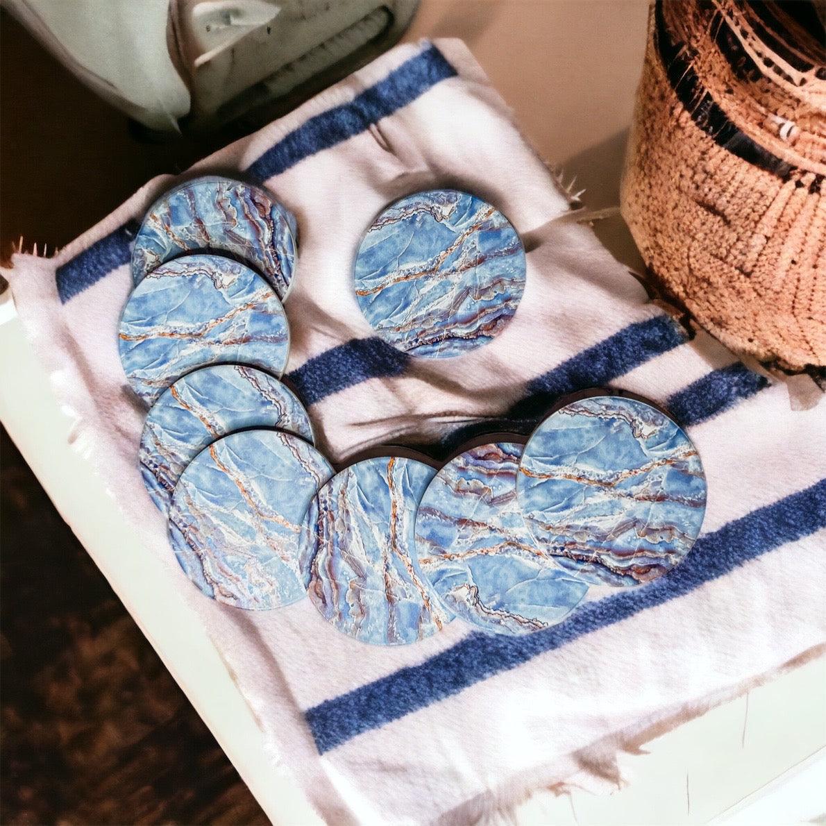 Marble Blue Ceraminc Coasters