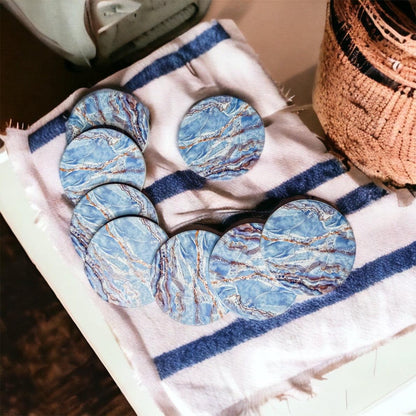 Marble Blue Ceraminc Coasters