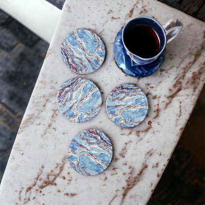 Marble Blue Ceraminc Coasters