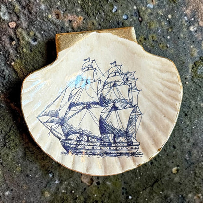 Blue &amp; White Sea Life Shell Trinket Dish