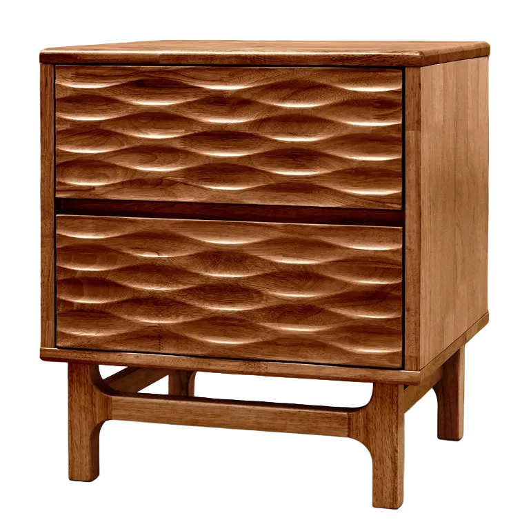 Elara Acacia Nightstand with 2 Drawers - Walnut, Caramel, Oak