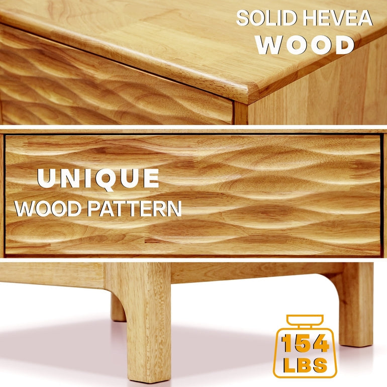 Elara Acacia Nightstand with 2 Drawers - Walnut, Caramel, Oak