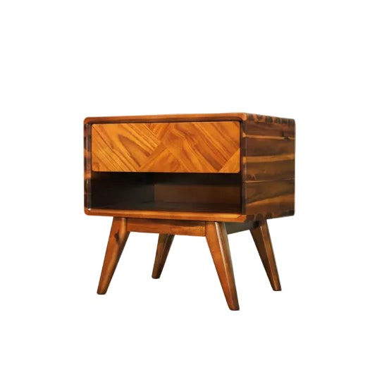 Laden Acacia Nightstand with Drawer - Caramel or Walnut