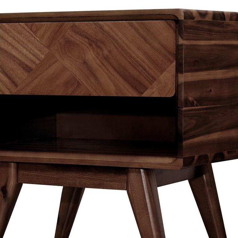 Laden Acacia Nightstand with Drawer - Caramel or Walnut