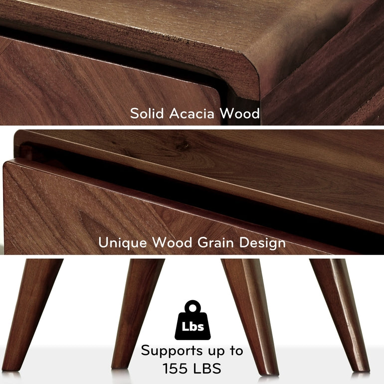 Laden Acacia Nightstand with Drawer - Caramel or Walnut