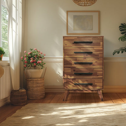 Acacia Linea Solid Wood Dresser in Caramel or Walnut
