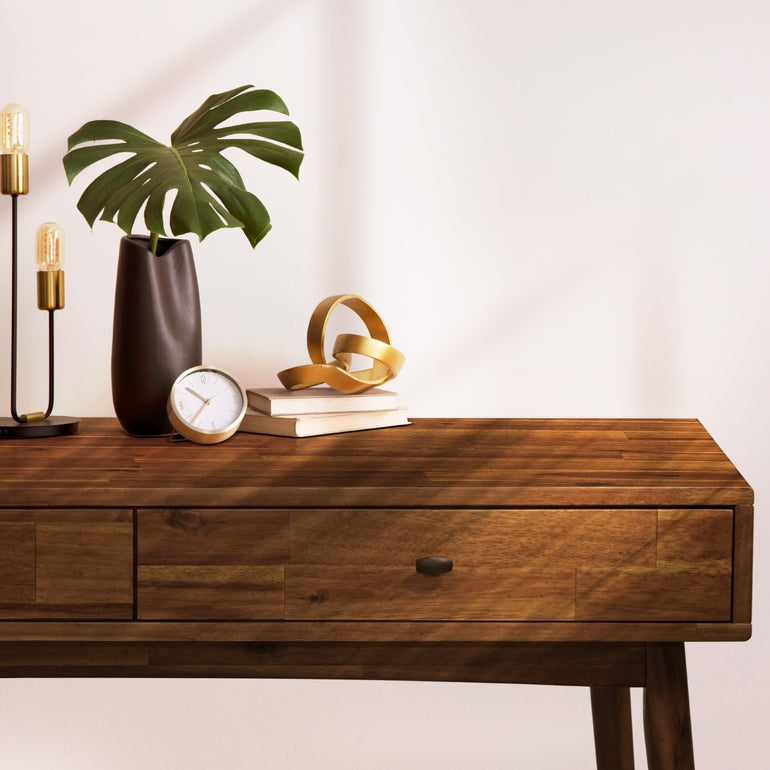 Acacia Lagom 48" Solid Wood Work Desk with Drawers In Multiple Finishes