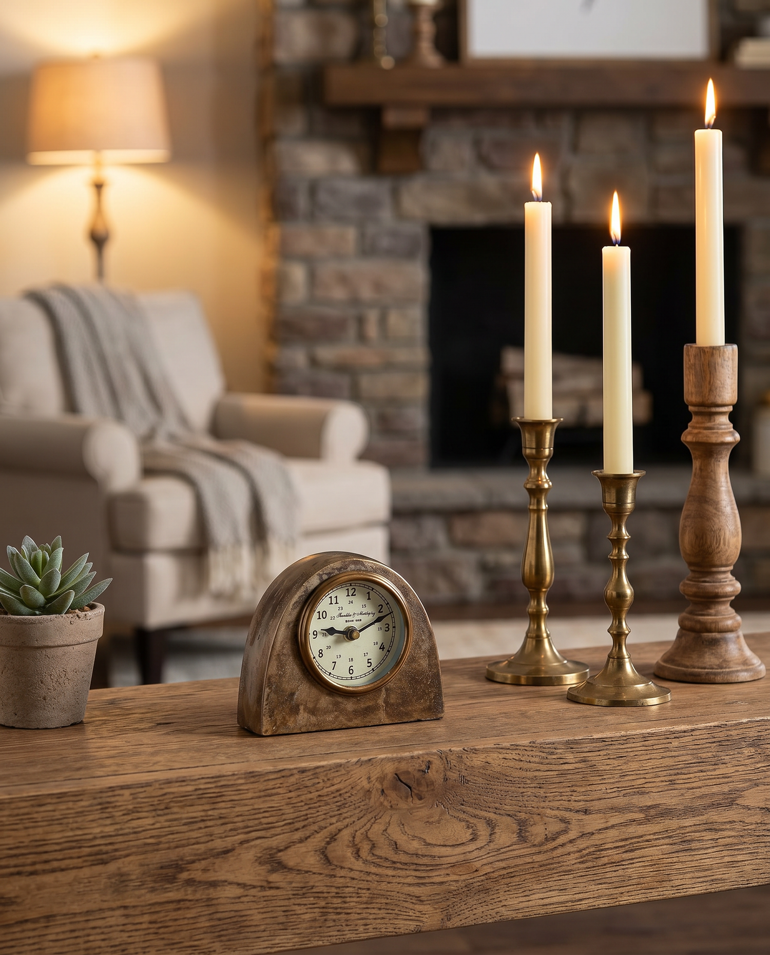 Antique Brass Table Clock