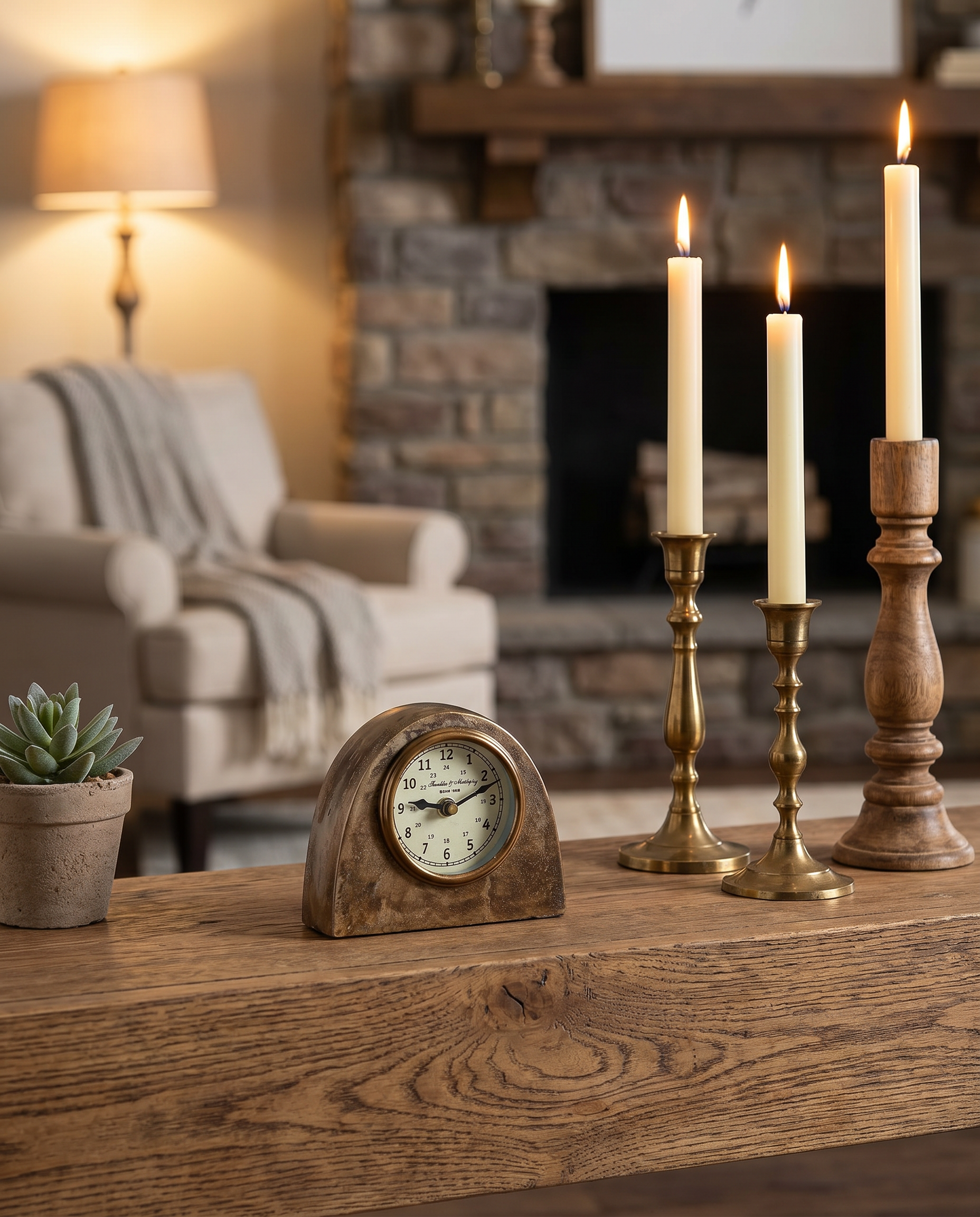 Antique Brass Table Clock