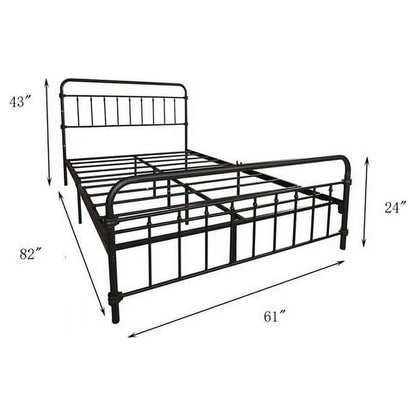 Classic Farmhouse Black Metal Bed Frame - Queen