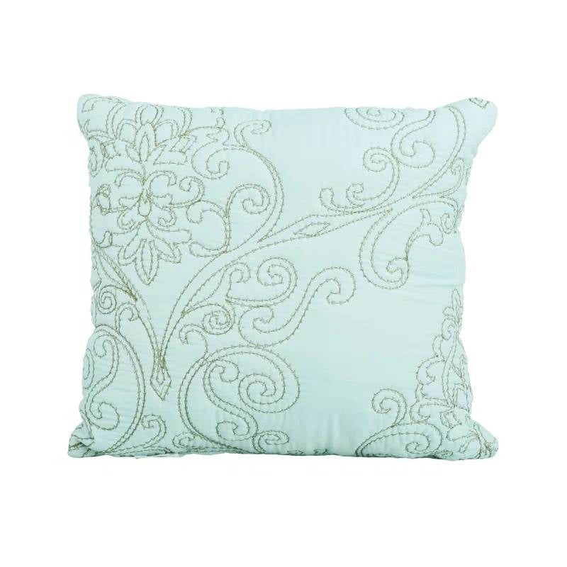 Light Blue Damask Embroidered 4 Piece Oversized Bedspread Set - Queen