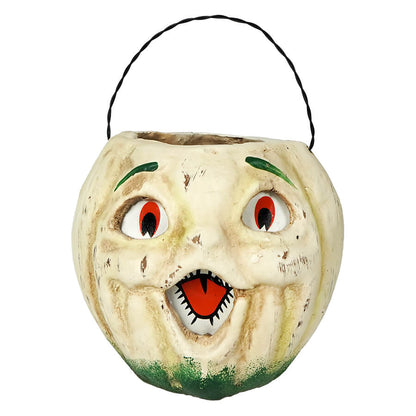 Vintage White Resin Mache Jack-O-Lantern Choir Boy Candy Buckets