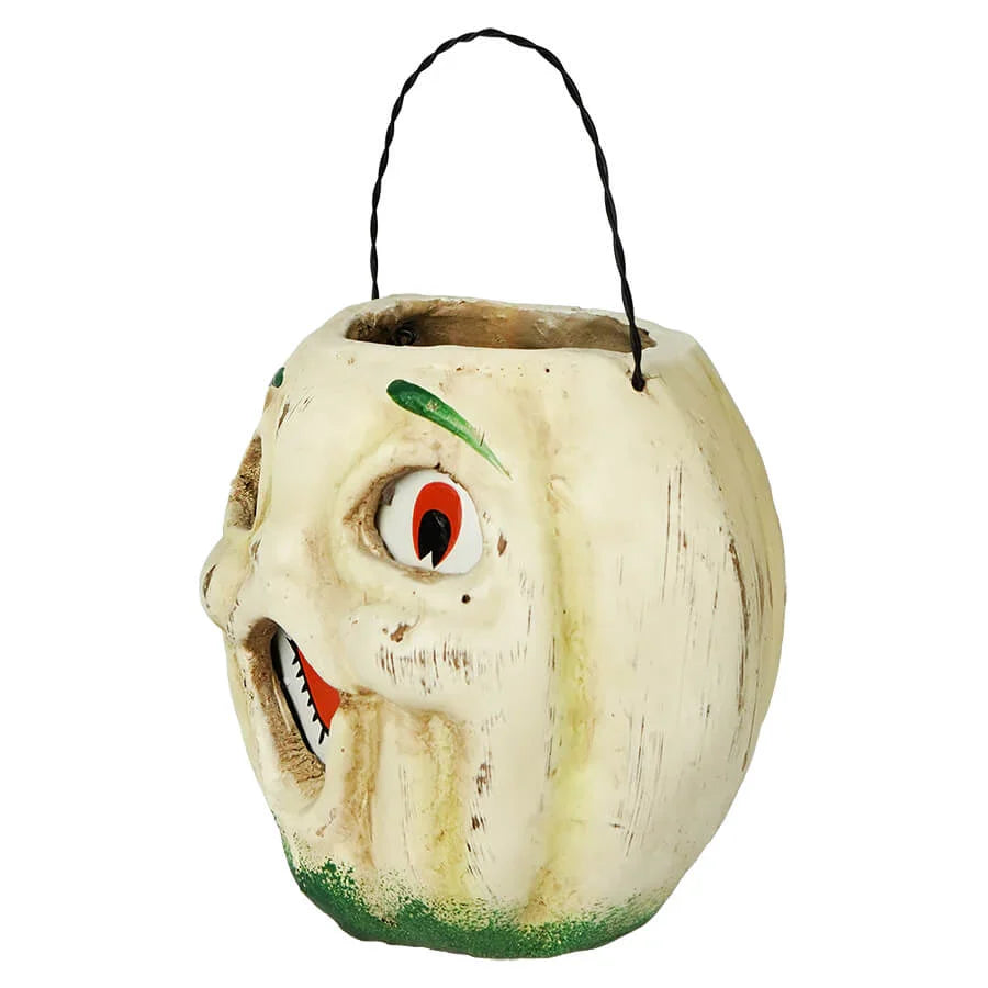 Vintage White Resin Mache Jack-O-Lantern Choir Boy Candy Buckets