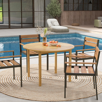Indoor/Outdoor Round Acacia Wood Dining Table
