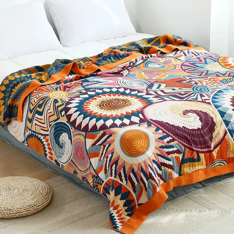 100% Cotton Colorful Gauze Blankets