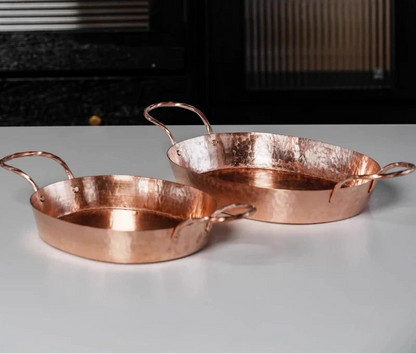 Handcrafted Pure Copper Oval Roasting Pan