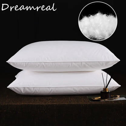 2 Pc Set - Goose Down Feather Pillow for Sleeping - 100% Cotton Shell, Standard Queen Size