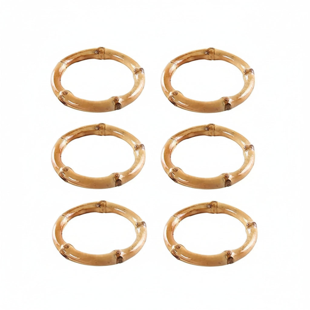 Handmade Natural Bamboo Napkin Rings - 6 Piece Set