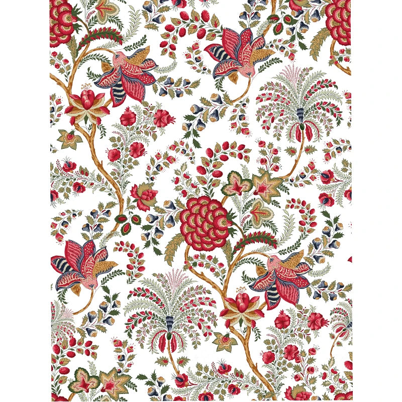 Vintage Floral Peel &amp; Stick Wallpaper in Red