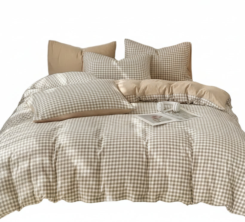 Gingham Duvet Cover Sets - Soft Washed Quilt Cover &amp; Pillowcase Sets - Multiple Colors &amp; Sizes