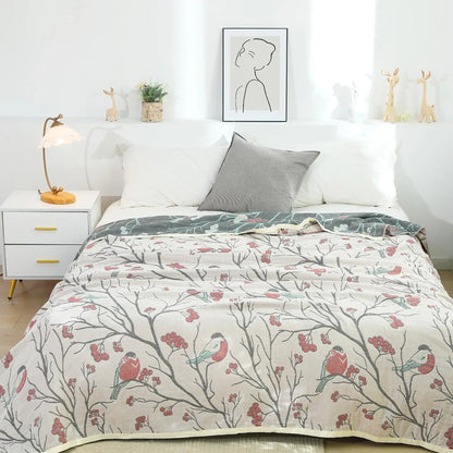 100% Cotton Gauze Reversible Blanket - 4 colors
