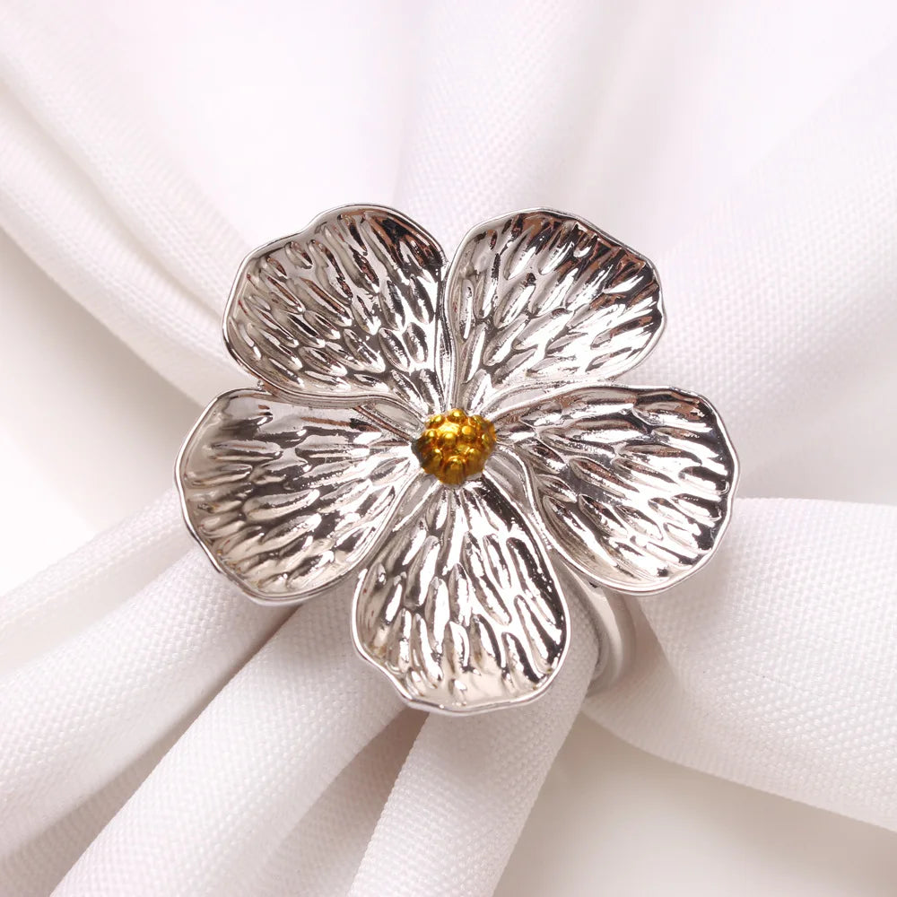 6 Piece Blossom Napkin Rings - 4 Colors