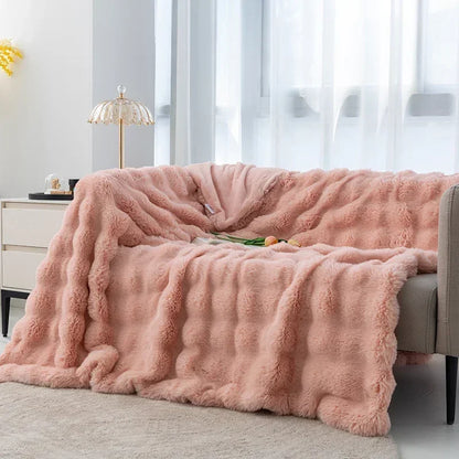 Super Soft Imitation Rabbit Fur Blankets &amp; Pillow Covers