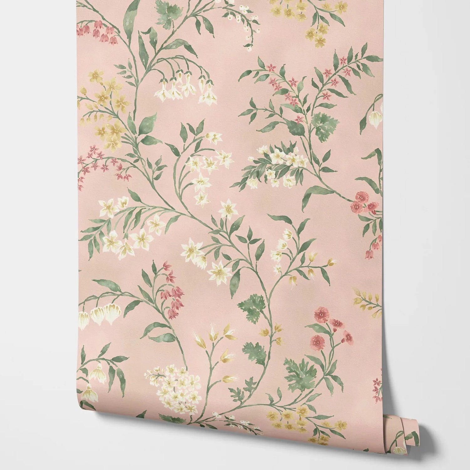 Almora Delicate Floral Wallpaper - Pink