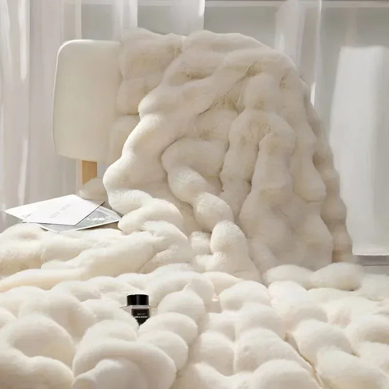 Super Soft Imitation Rabbit Fur Blankets &amp; Pillow Covers
