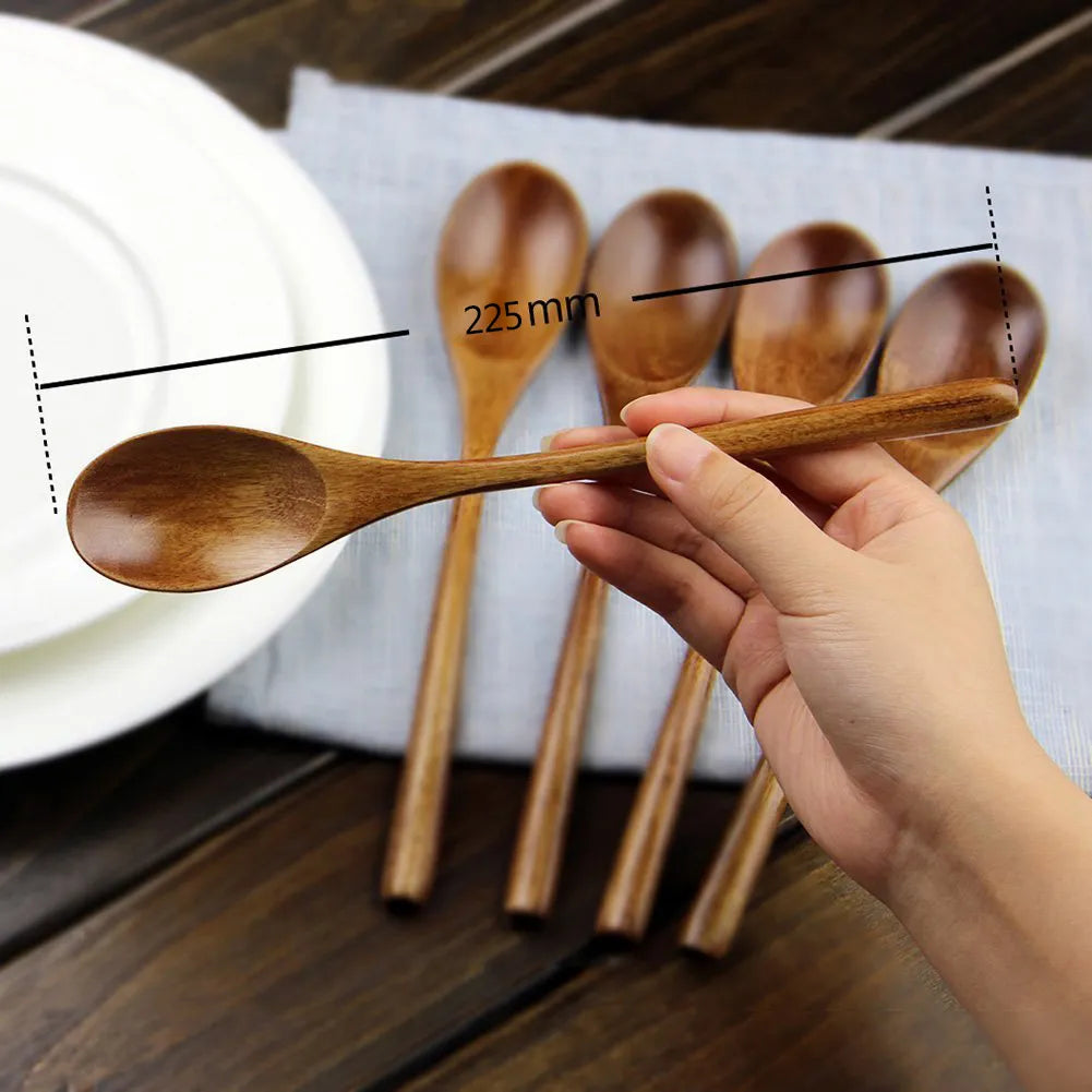 Wooden Soup Spoons Tableware Set - 5 Pc