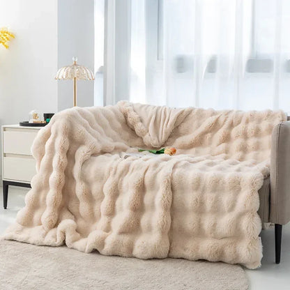Super Soft Imitation Rabbit Fur Blankets &amp; Pillow Covers