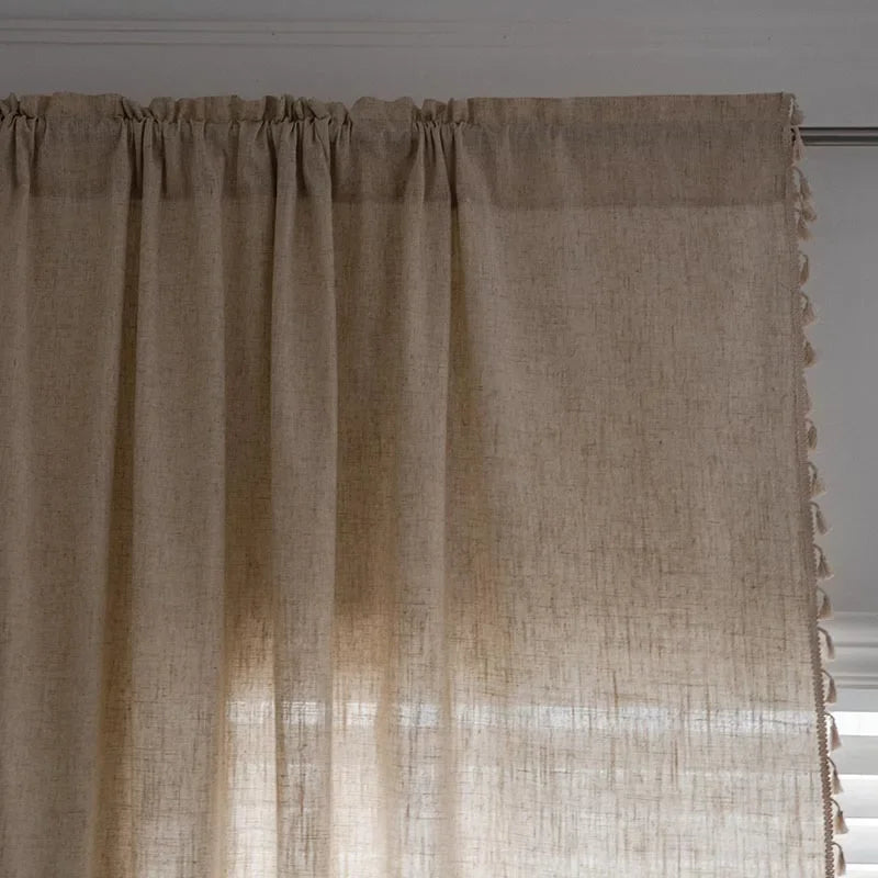 Natural Flax Linen Tassel Curtains